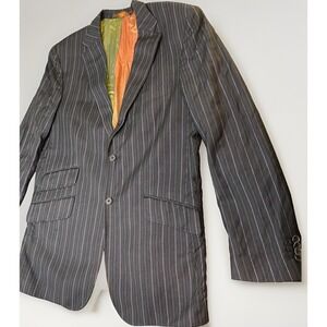 Ted Baker Pinstripe Charcoal Gray 2 Button Blazer Textured Men's 44L (long) Wool